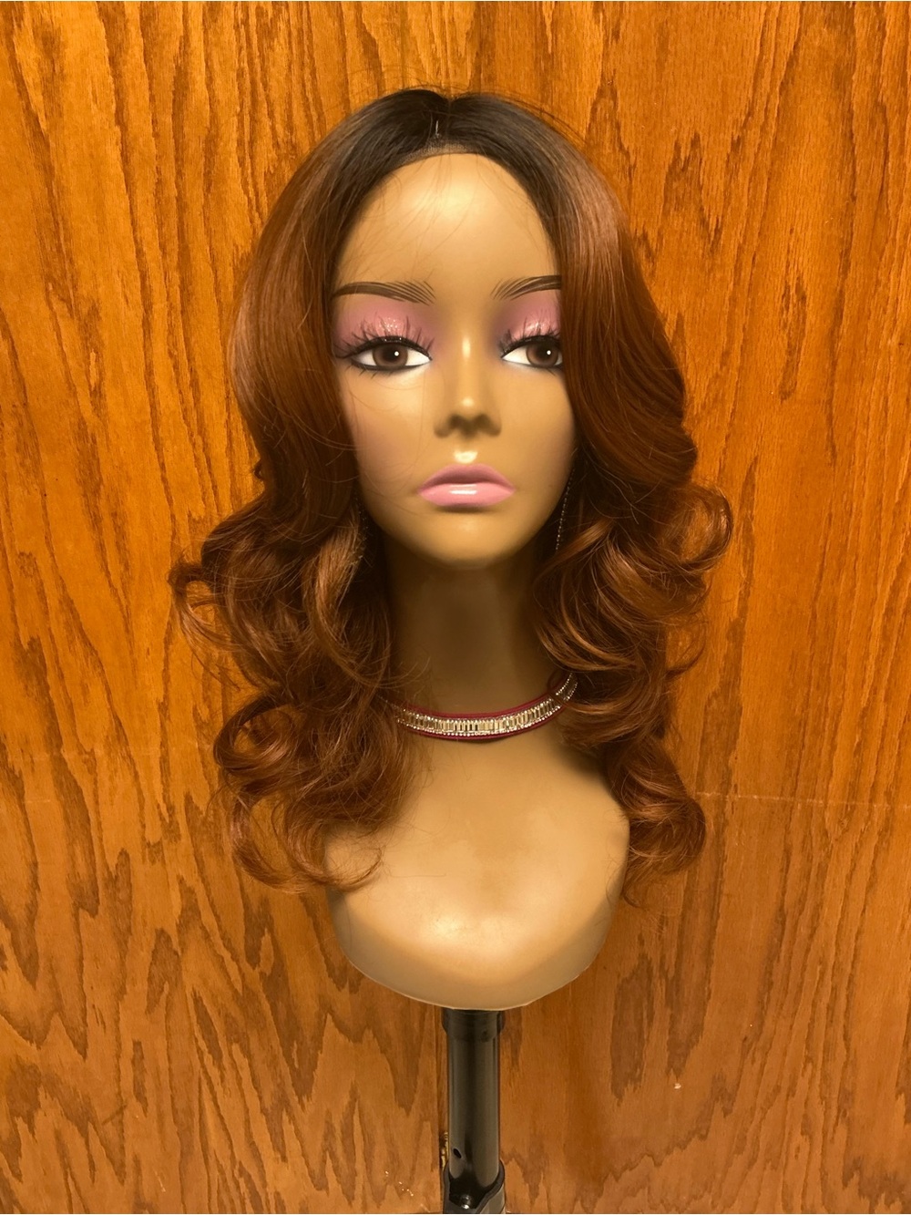 Synthetic Wavy Lace Front Wig in Auburn Brown - Women Hair